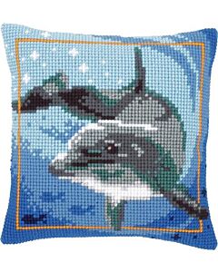 Vervaco voorbedrukt kruissteek kussen dolfijn als borduurpakket pn-0021528
