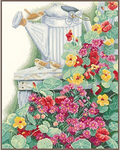 Borduurpakket stilleven tuin (garden still life) katoen