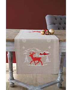 Voorbedrukte loper met ingeweven boord loper Noorse winter om te borduren vervaco pn-0021805