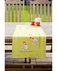 Voorbedrukte loper Witte kippen om te borduren 40x100cm