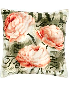 Kruissteek borduurpakket borduurkussen pioenrozen van vervaco pn-0144838