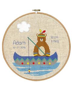 Geboortetegel Indianen beer in de kano: Adam Vervaco PN-0145192 
