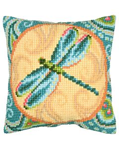Vervaco borduurkussenpakket libelle PN-0146926 voorbedrukt (kussenrug en opvulkussen apart verkrijgbaar)