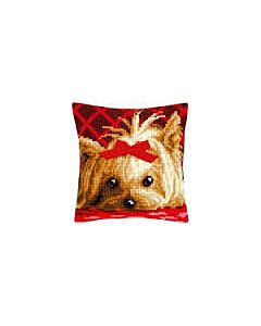 Borduurpakket kruissteekkussen  yorkshire met strikje van vervaco