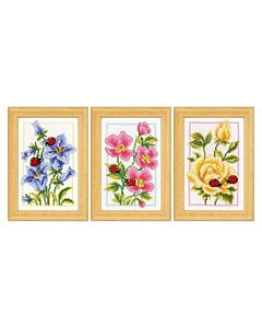 Vervaco borduurpakket 3st. kruidenzakjes bloemen PN-0012334 telpatroon