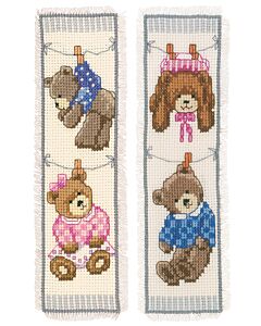 Vervaco borduurpakket 2 boekenleggers geboorte beertjes borduren PN-0147888