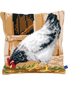 Vervaco borduurpakket voorbedrukt kruissteekkussen grijze kip borduren pn-0148109 