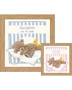 Vervaco borduurpakket geboortelap Popcorn the bear met soufflé pn-0148181