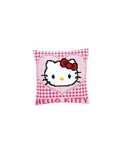 Borduurpakket  kruissteekkussen  hello kitty in een hartje om te borduren