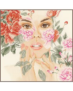 Borduurpakket   Bloemengezicht - Flower Face van lanarte   