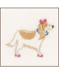 Lanarte  borduurpakket  hond met roze schoenen lanarte pn-0148695 