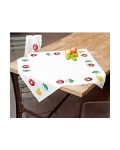  Tafelkleed met telpatroon  kleurige appels 2  om te borduren  met een aida rand.pn 0149139