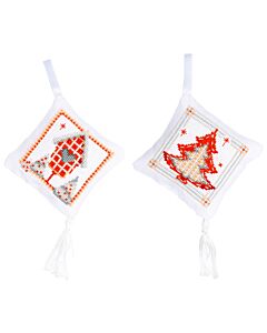Borduurpakket 2 kersthangers chrismas 2 met telpatroon van vervaco pn-0149547