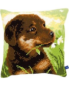 Borduurkussen rottweiler pup van Vervaco