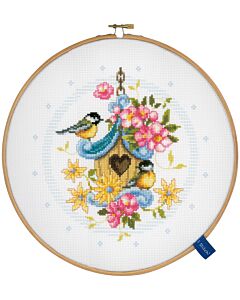 Vervaco borduurpakket pimpelmees met nestkastje incl borduurring pn-0151950