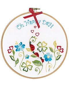 Borduurpakket met borduurring Oh happy day Vervaco PN-0155045 voorbedrukt