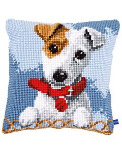 Kruissteek borduurpakket borduurkussen Jack russell van Vervaco pn-0155247
