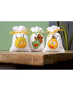 Borduurpakket 3 kruidenzakjes maja de bij met telpatroon 