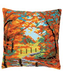 Kruissteek borduurpakket borduurkussen herfstlandschapvan Vervaco pn-0155863