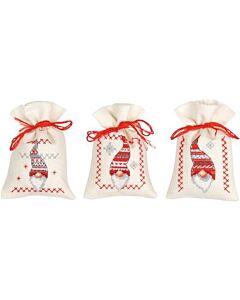 Borduurpakket Kruidenzakje 3 st. Kerstkabouters met telpatroon van Vervaco