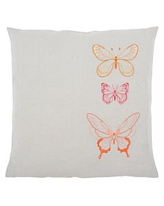 Borduurpakket voorbedrukte borduurkussen 3 Vlinders in oranje tinten vervaco pn-0156318