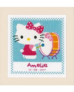 Borduurpakket Geboortetegel Hello Kitty speelt op trom van Vervaco PN-0156474