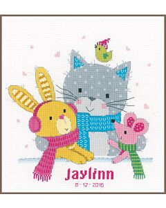 Vervaco borduurpakket geboortetegel Knuffelvrienden pn-0157433 borduren 