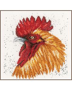  Borduurpakket  bruine haan met kaaslinnen van Lanarte pn-0157490