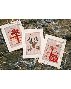 Vervaco borduurpakket wenskaart kerst 3st. PN-0157727 telpatroon.