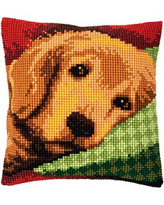 Borduurpakket kruissteekkussen slaperig hondje van Vervaco pn-0158268