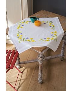 Borduurpakket voorbedrukt tafelkleed Lentebloemen Vervaco PN-0162071