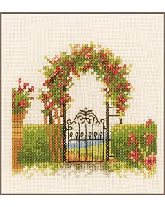 Borduurpakket Hek met bloemen van Lanarte om te borduren  