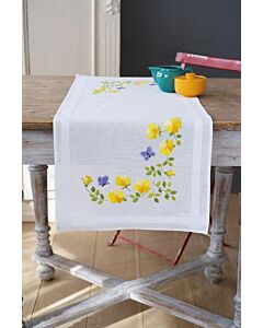 Borduurpakket voorbedrukte loper lentebloemen om te borduren spansteek Vervaco pn-0163025