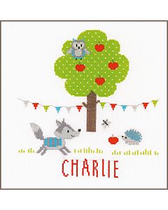 Vervaco borduurpakket geboortetegel  bosdieren