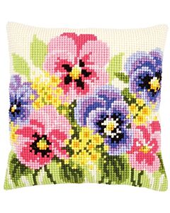 Borduurpakket kruissteekkussen Viooltjes voorbedrukt van Vervaco pn-0166935