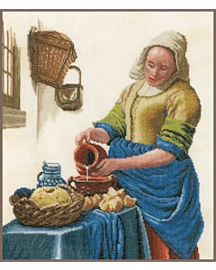  Borduurpakket Melkmeisje op kaaslinnen van lanarte pn-0168604