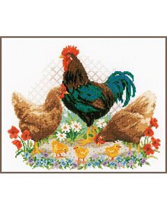 Borduurpakket haan en kippen van Vervaco pn-0170173