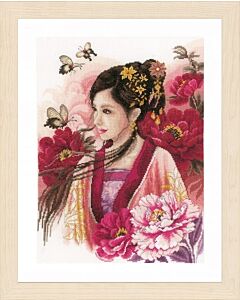  Borduurpakket Lanarte Asian lady in pink met telpatroon  PN-0170199