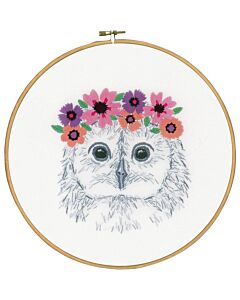 Vervaco borduurpakket Uiltje met bloemen pn-0170664