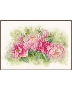 Lanarte borduurpakket pioenrozen pn-0170933 op linnen borduren