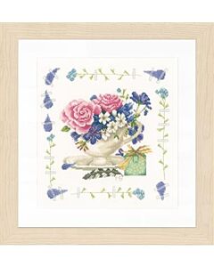 Borduurpakket Lanarte boeket met rozen met telpatroon op katoen pn-0170950