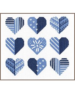 Borduurpakket blauwe hartjes van Vervaco pn-0171101