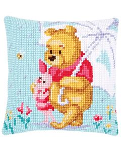 Borduurpakket borduurkussen kruissteek Disney Winnie in de regen Vervaco  PN-0172780