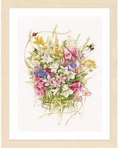 Lanarte borduurpakket boeket zomerbloempjes PN-0173516 met telpatroon