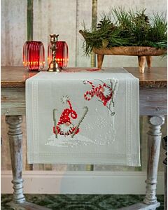 Vervaco borduurpakket loper Kerstkabouters op ski's PN-0173615 voorbedrukt  