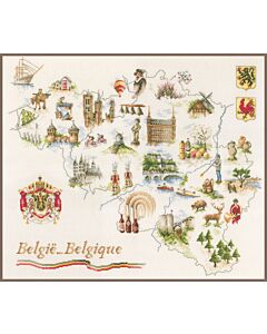 Borduurpakket Kaart van België met telpatroon Lanarte pn-0173689