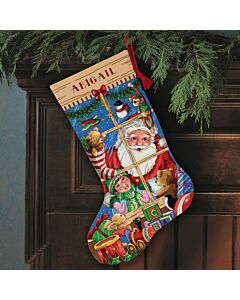 Borduurpakket Kerstsok kerstman met speelgoed Dimensions Gold collection 8818