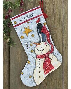 Borduurpakket Kerstsok tall hat snowman- sneeuwpop met hoge hoed dimensions  70.08924