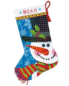 Voorbedrukt borduurpakket Kerstsok sneeuwman  Dimensions 70-09155