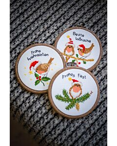 Vervaco borduurpakket Kerstvogeltjes met borduurring pn-0182761 borduren